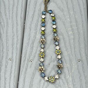 Floral Crystal Necklace in Blue and Green